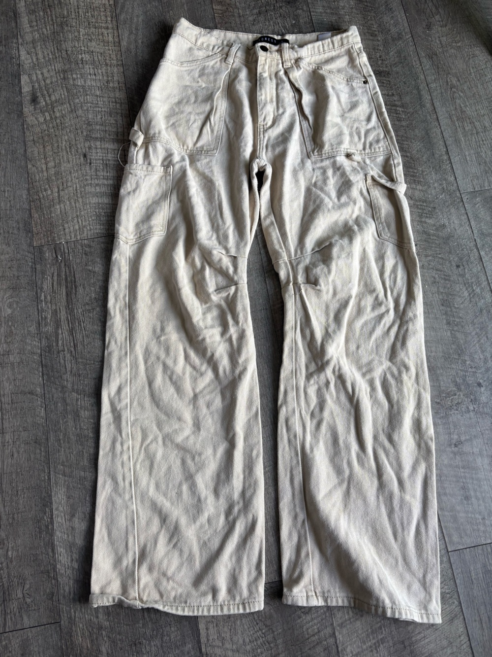 Lioness Cream Utility Chinos - Wide Leg Cargo Pants